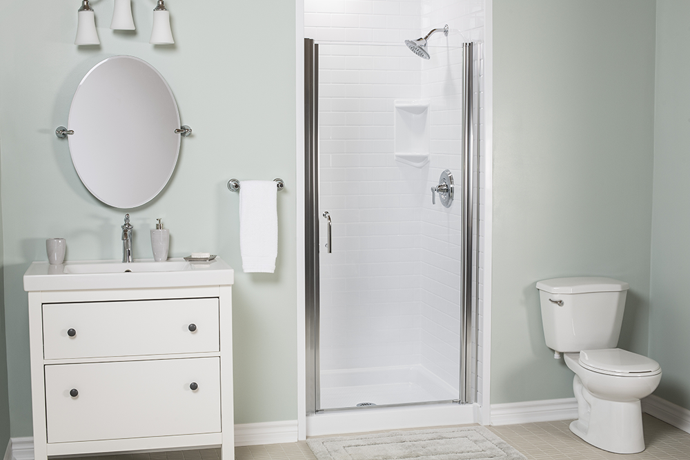 White Bathroom interior with shower